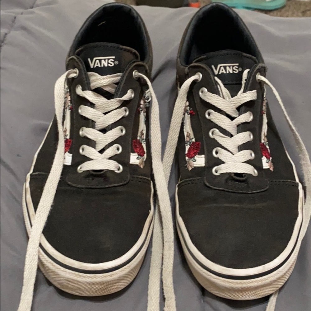 Flower embroidered vans